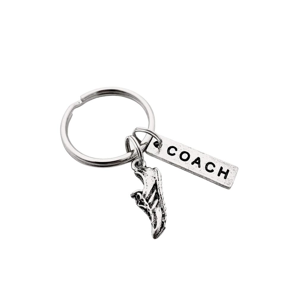 3614 Pewter COACH Key Chain - Pewter Running Shoe Charm and Pewter Coach